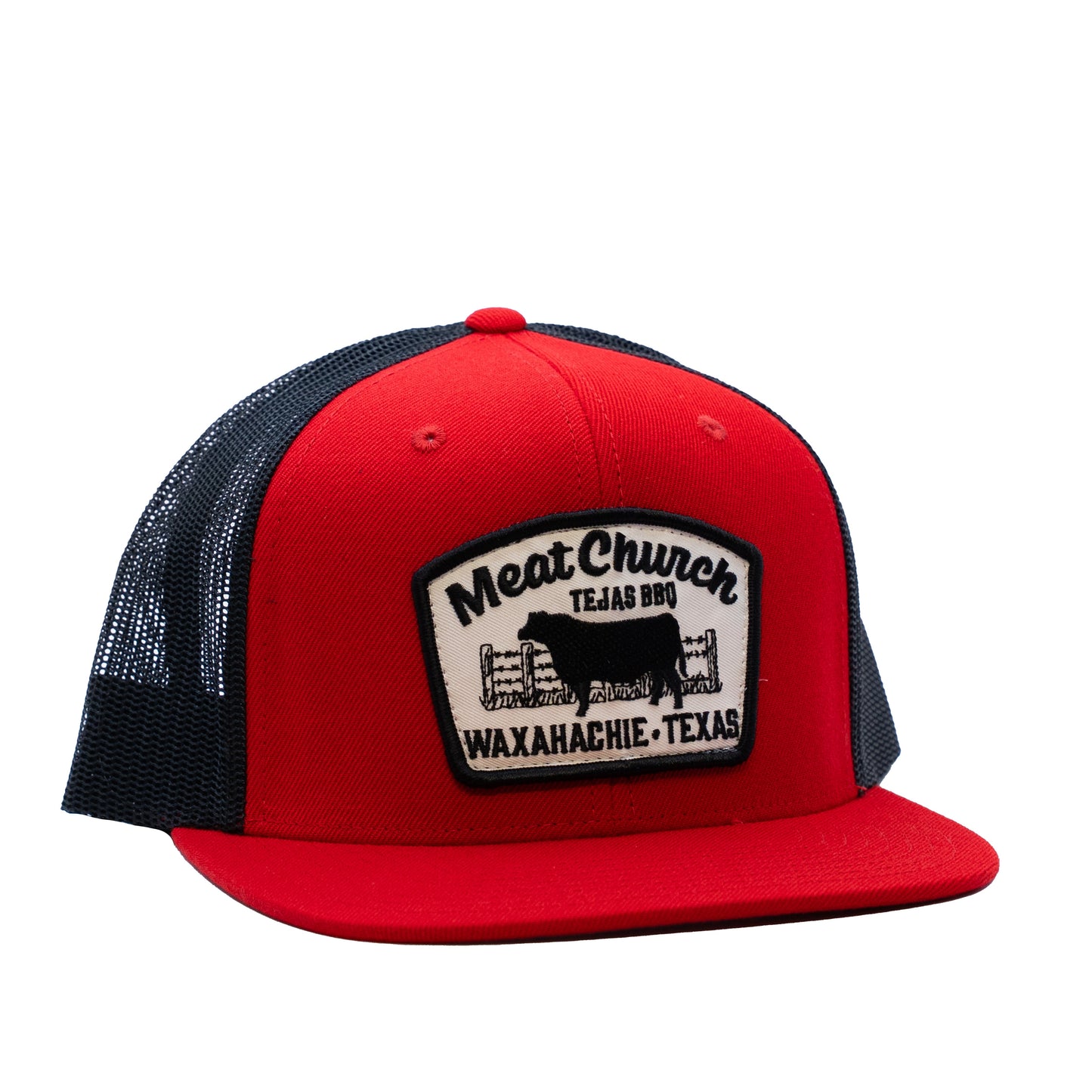 tejas-bbq-patch-hat-red-black-t8 RedMCwCowFlatBill.jpg